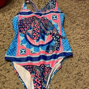 Boutique Lucky Elephant Print Bathing Suit